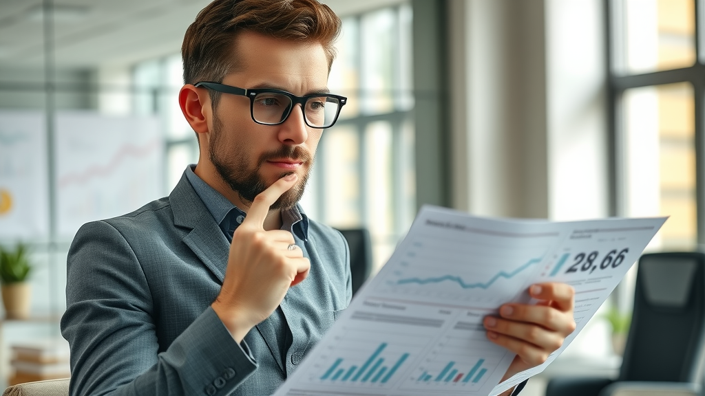Small business owner thoughtfully reviewing alternative financing expert insights and financing options