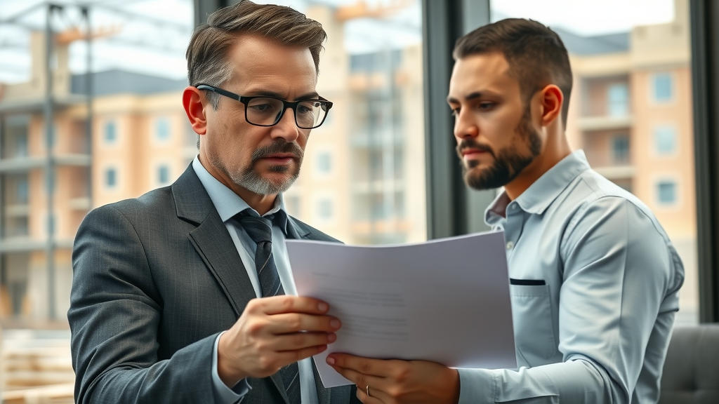 Focused business consultant sharing alternative financing expert insights and financial advice with contractor